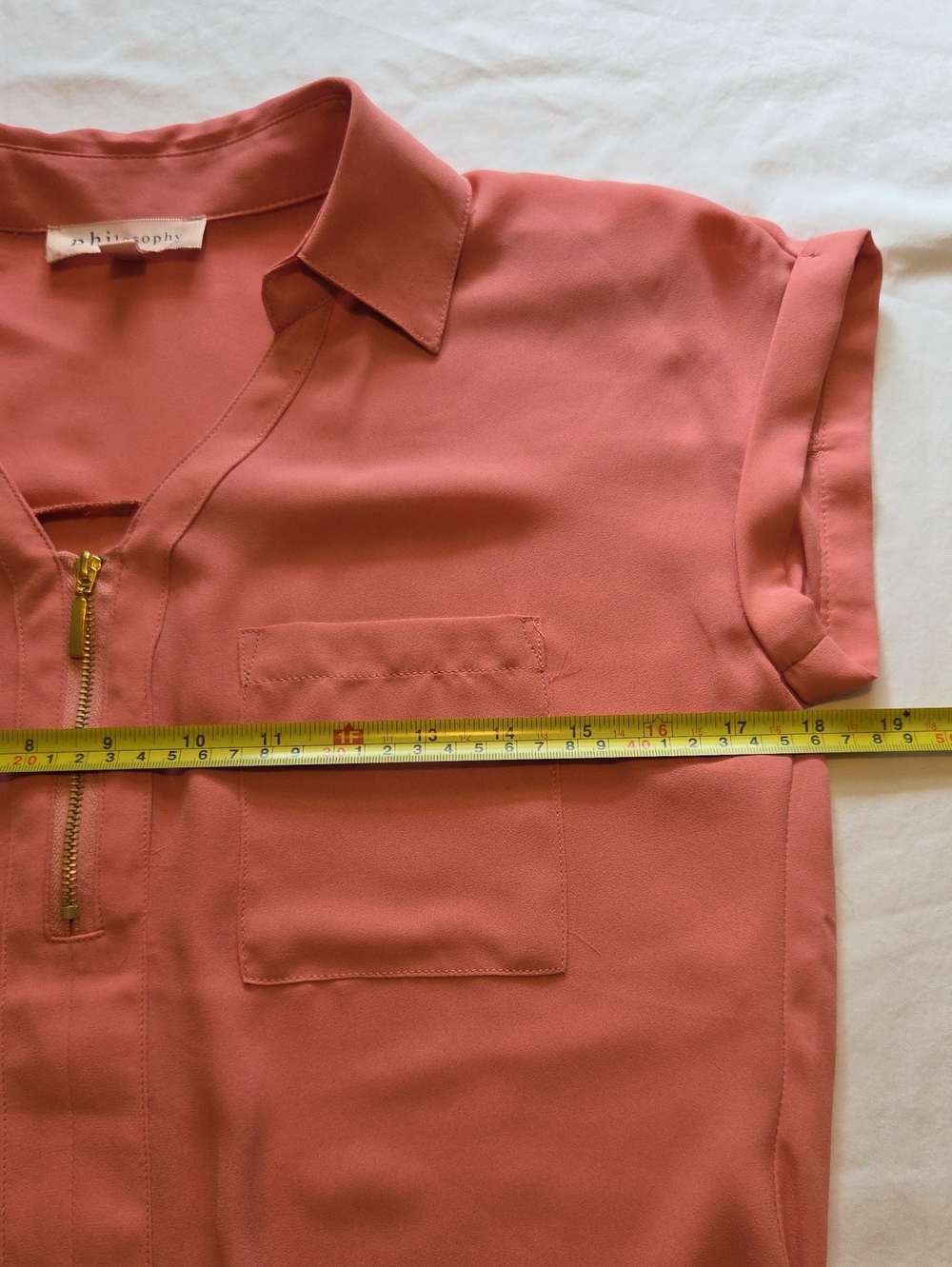 philosophy Short-Sleeve Zip Front Blouse - Picture 4 of 5